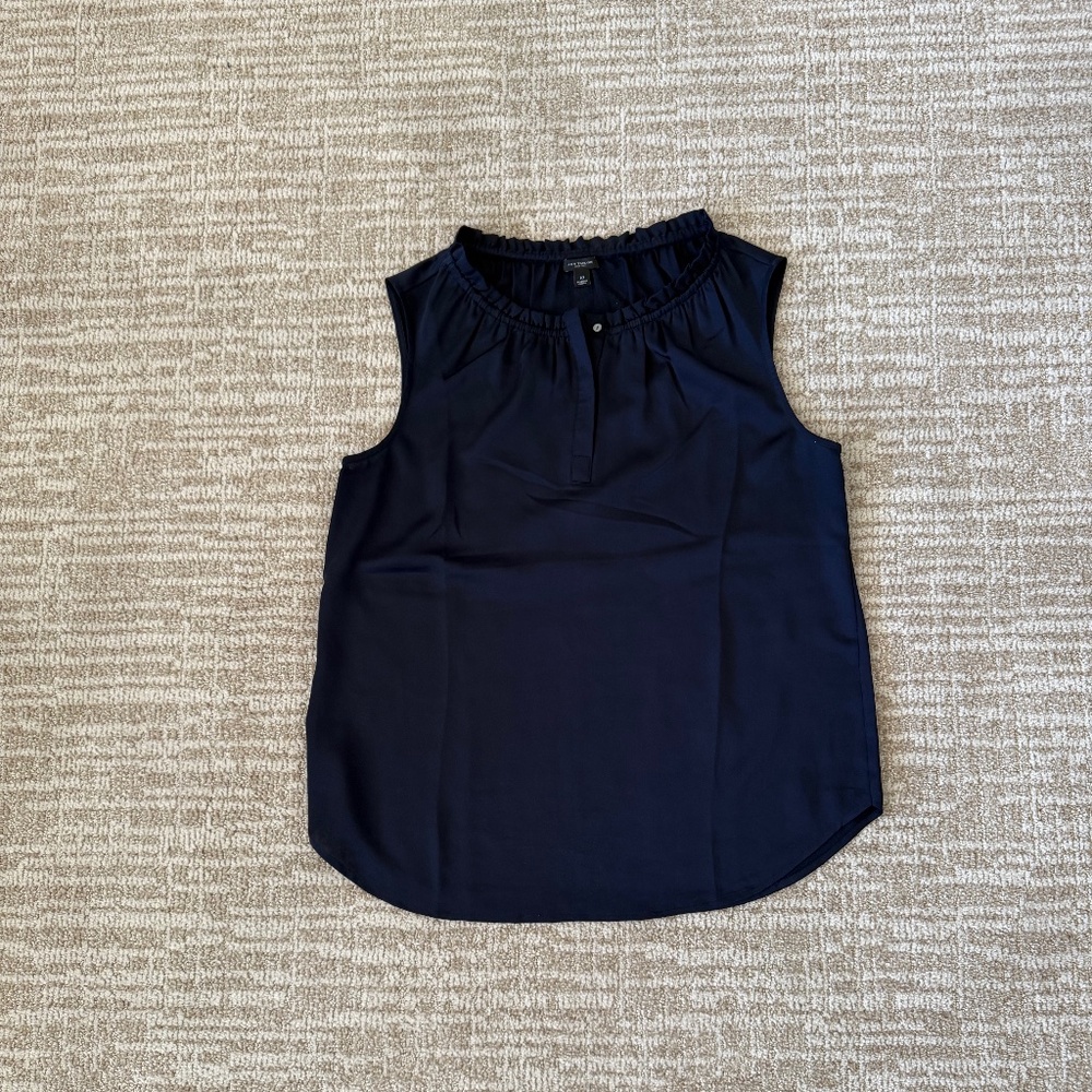 Ann Taylor Ruffle Collar Sleeveless Shirt